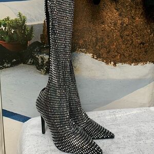 Bedazzled thigh high boots